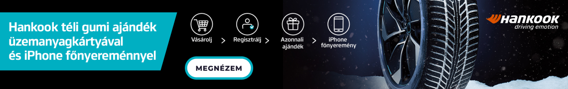 25 000 Ft értékű tankolási vagy 30 000 Ft értékű töltési utalvány minden Hankook gumivásárláshoz!